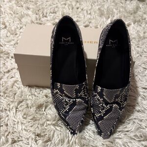 Marc Fisher Snakeskin Pattern Flats - Black and Cream